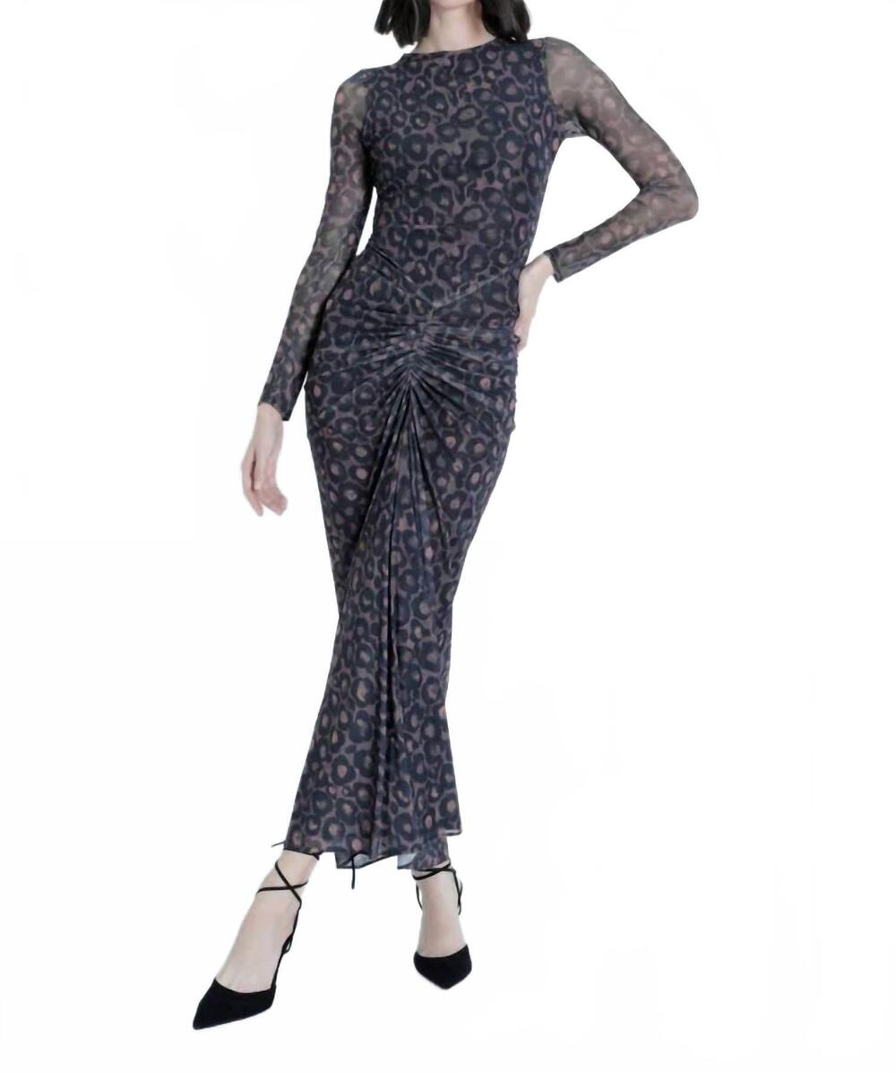 NEW KARINA GRIMALDI ariana mesh print maxi dress in animal
